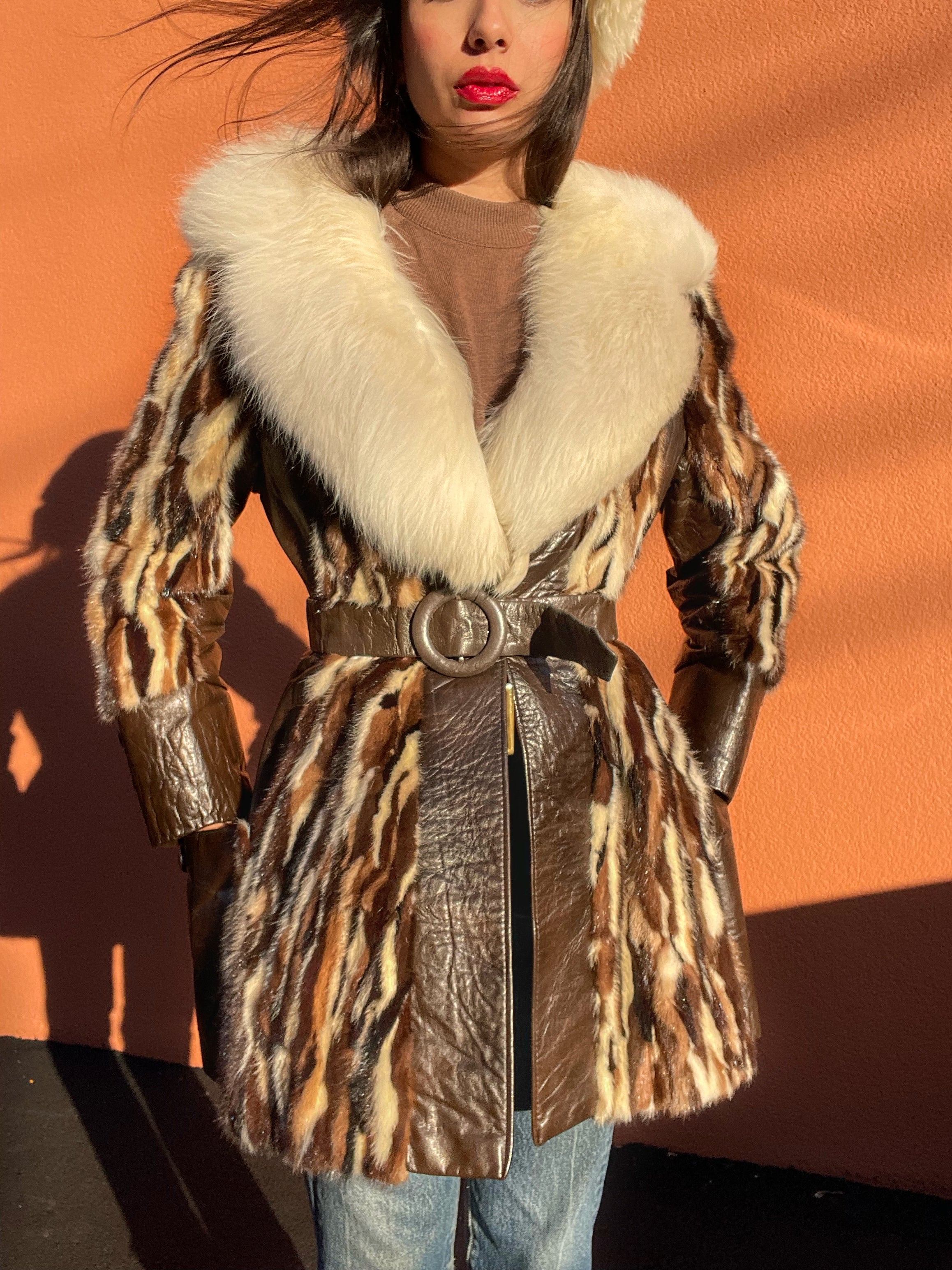 1970s/60s patchwork mink with fox collar – Ally Bird