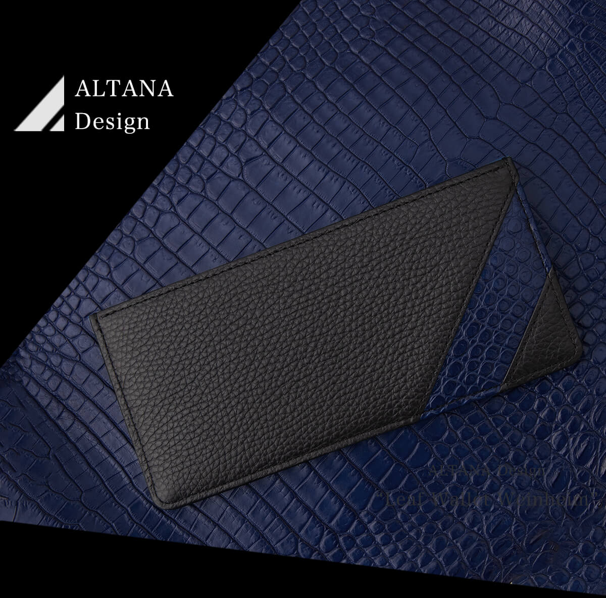 藍染クロコ極薄財布】藍染クロコダイルをアクセントにした薄型長財布