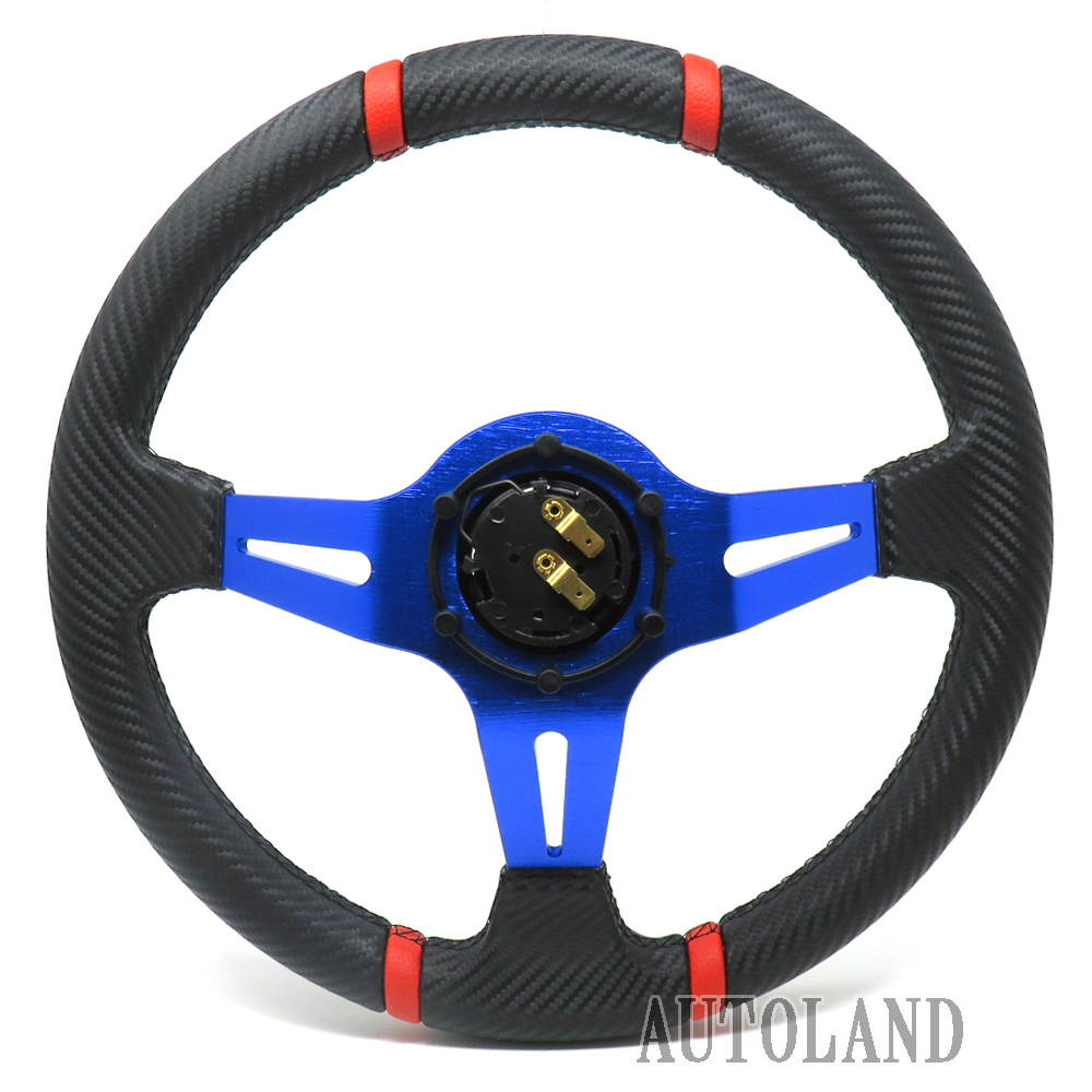 ヒ*ロ様 DEPO RACING ディープコーン ステアリング 青 MOMOタイ ヒ*ロ