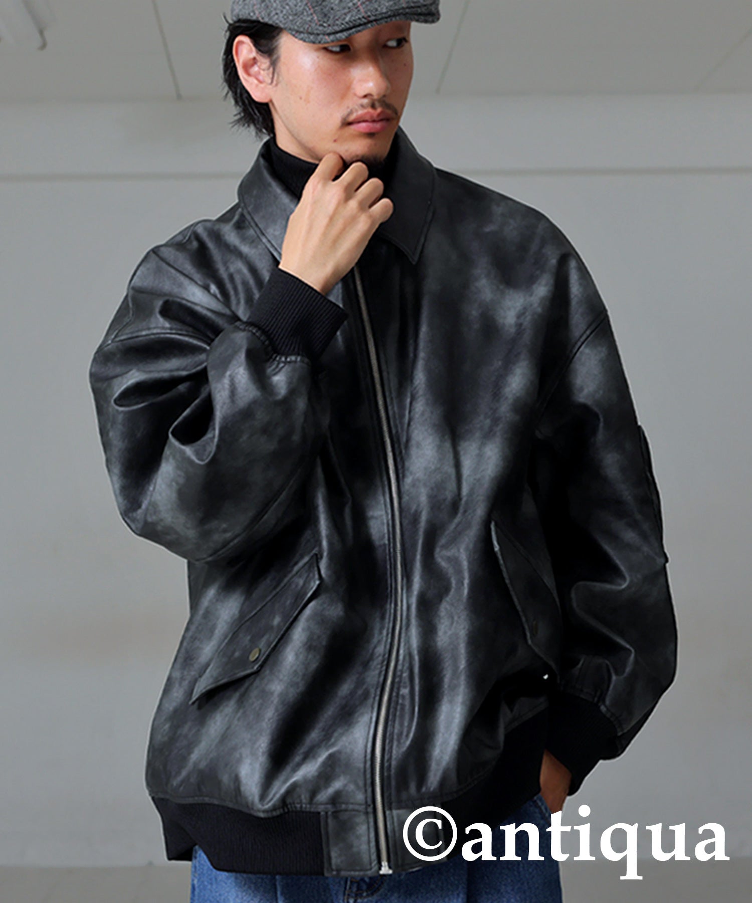 Tie Dye Pattern Vegan Leather Jacket Men's | Japanese fashion