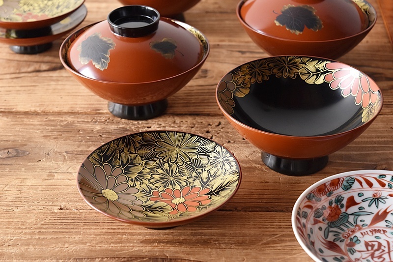 Yahoo!オークション GQ08 輪島塗 朱塗 極上本堅地 鉢 菓子器 -「極上本堅