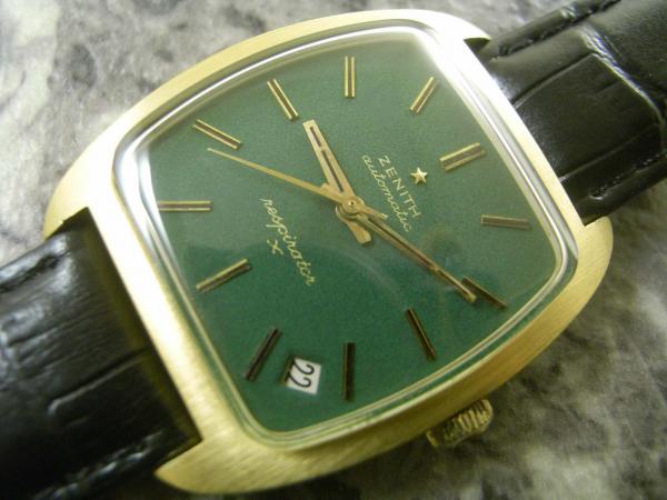 ZENITH アンティーク腕時計 希少 グリーンダイアル BOX ブレス付