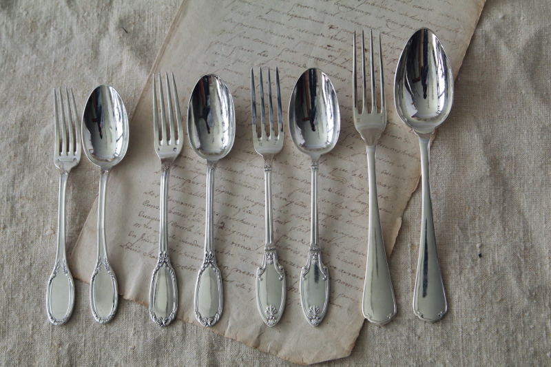 シルバーアントレスプーン・フォーク オリーブ フランス アンティーク