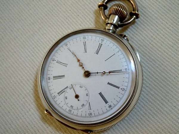 J.ウルマン 希少 銀無垢 大型懐中時計 精度良好美品 中蓋スケルトン