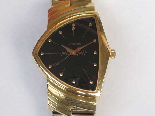 ハミルトン ベンチュラ ゴールド 6252 黒文字盤 クオーツ ブラック