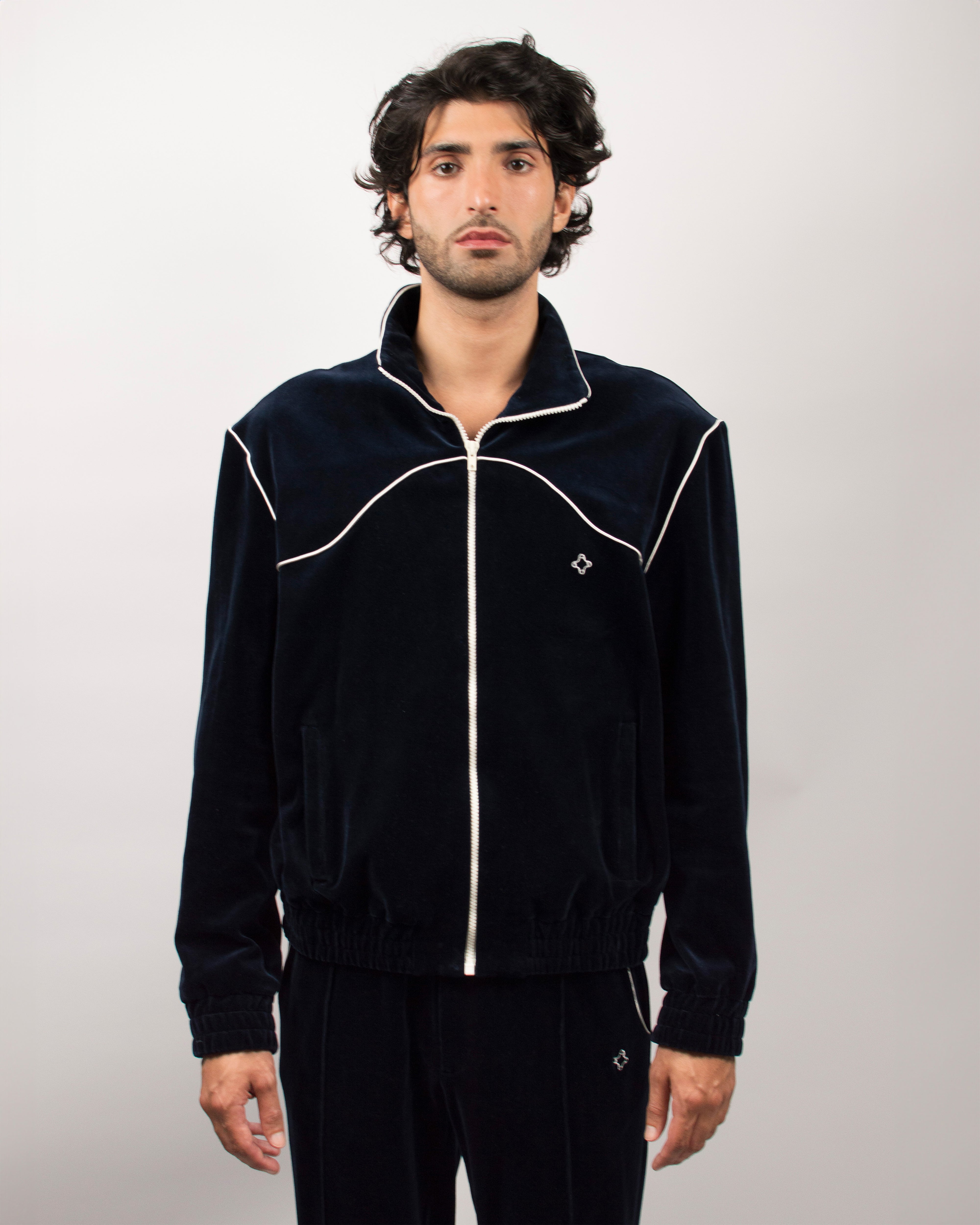 Wavestern Track Jacket in Velvet Jersey - Midnight Blue