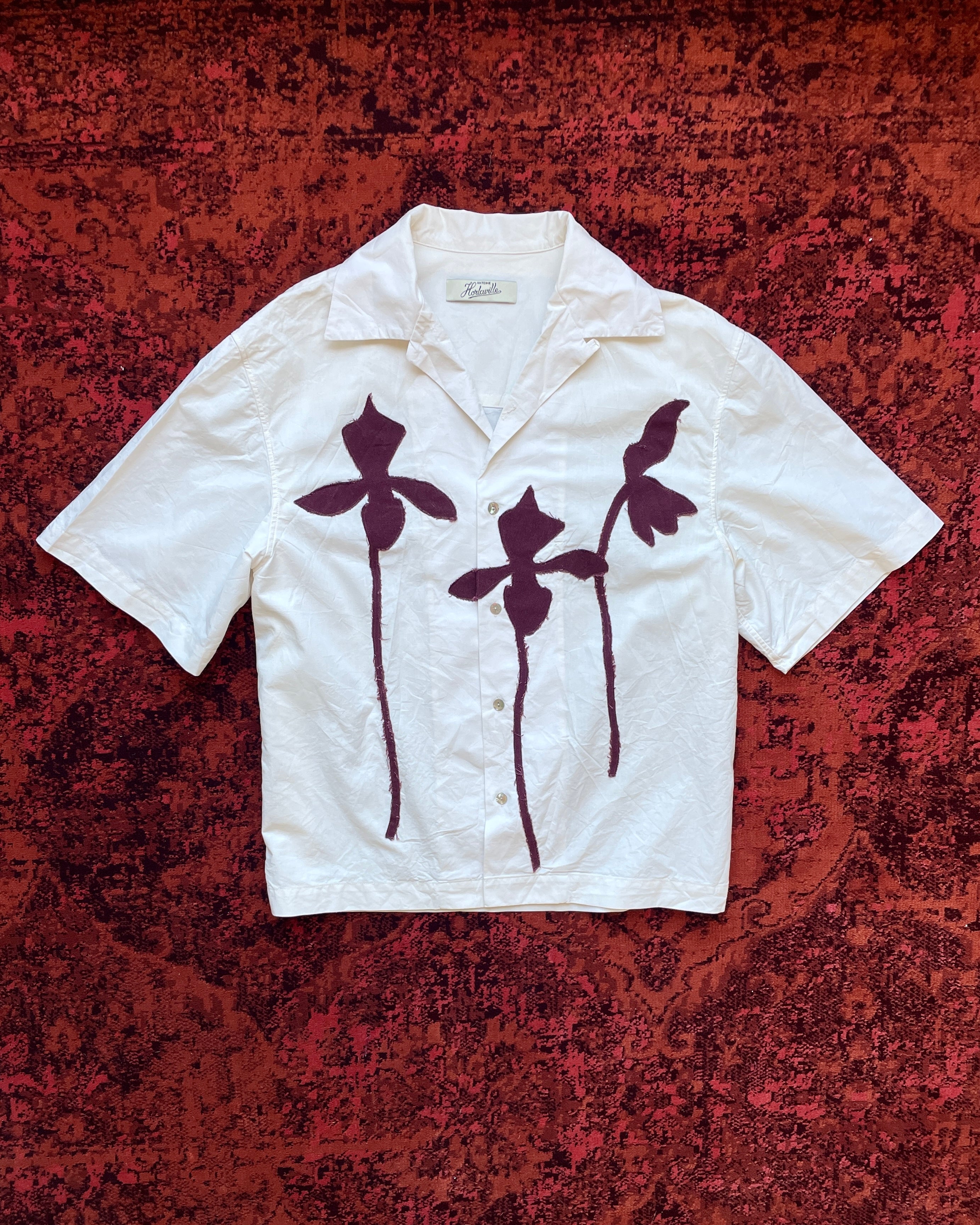 Wild Orchids Shirt in Cotton - Sand White