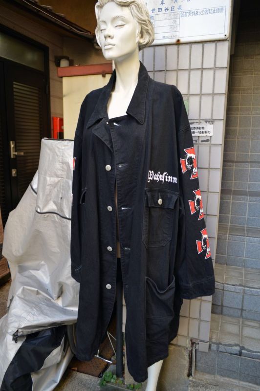 HIRO ヒロ】六芒星＆アイアンクロスプリントビッグカバーオールジャケット