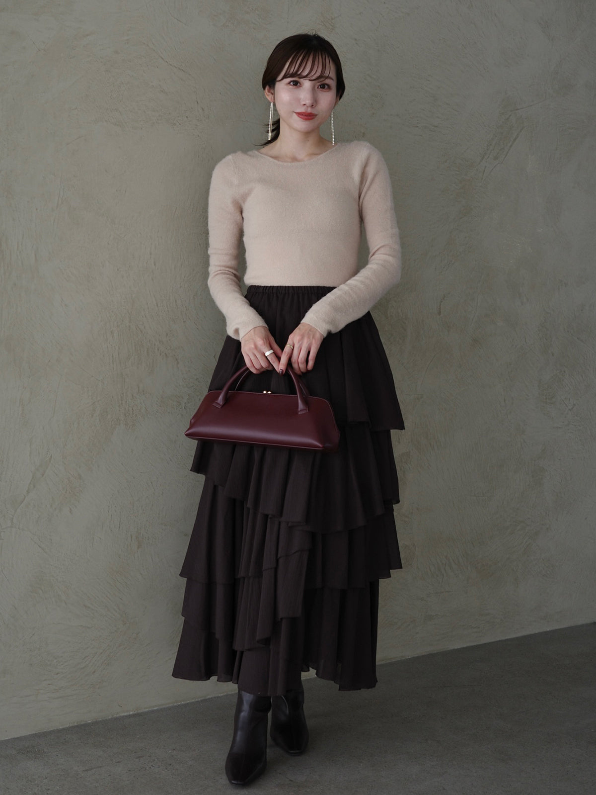 コットンクレープティアードスカート