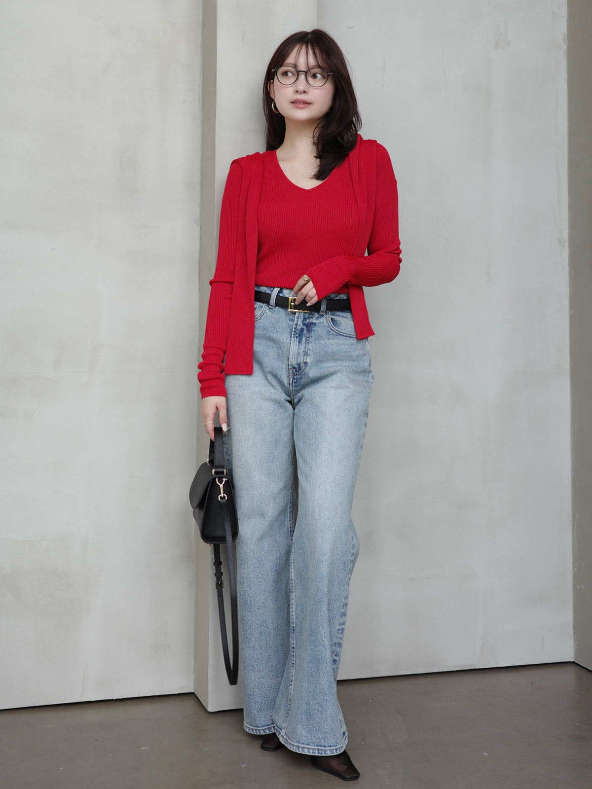 リュクスビスコースリブニットプルオーバー