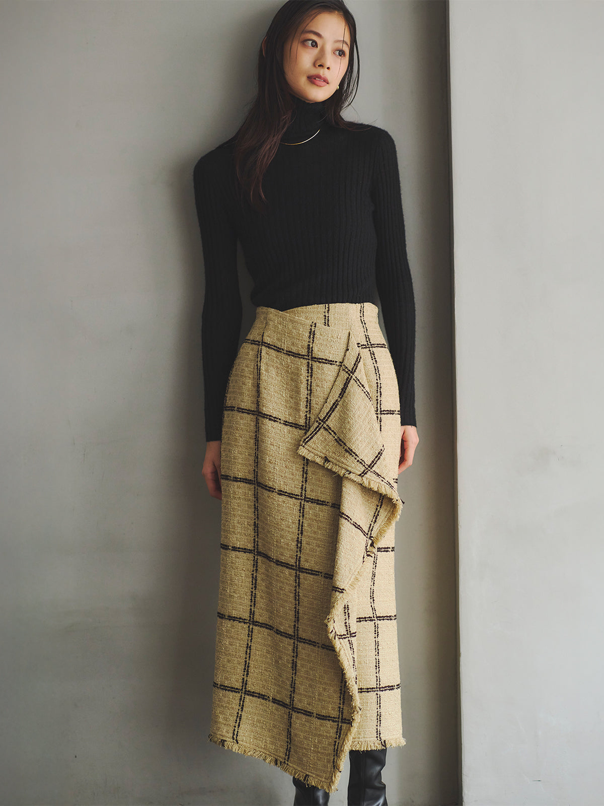 ツイードラップスカート