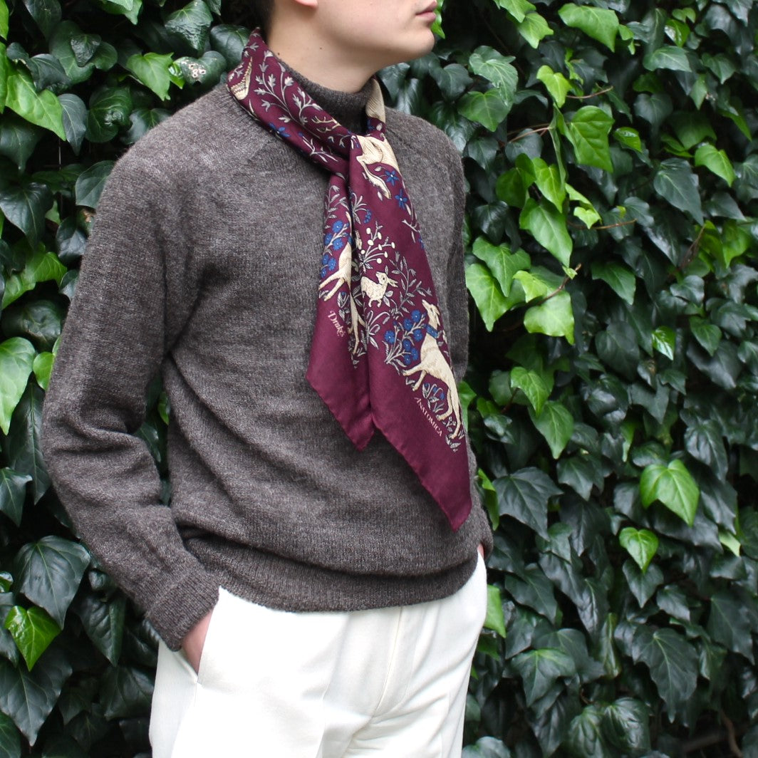 DRAKE'S SQUARE SCARF UNICORN BURGUNDY – ANATOMICA NAGOYA