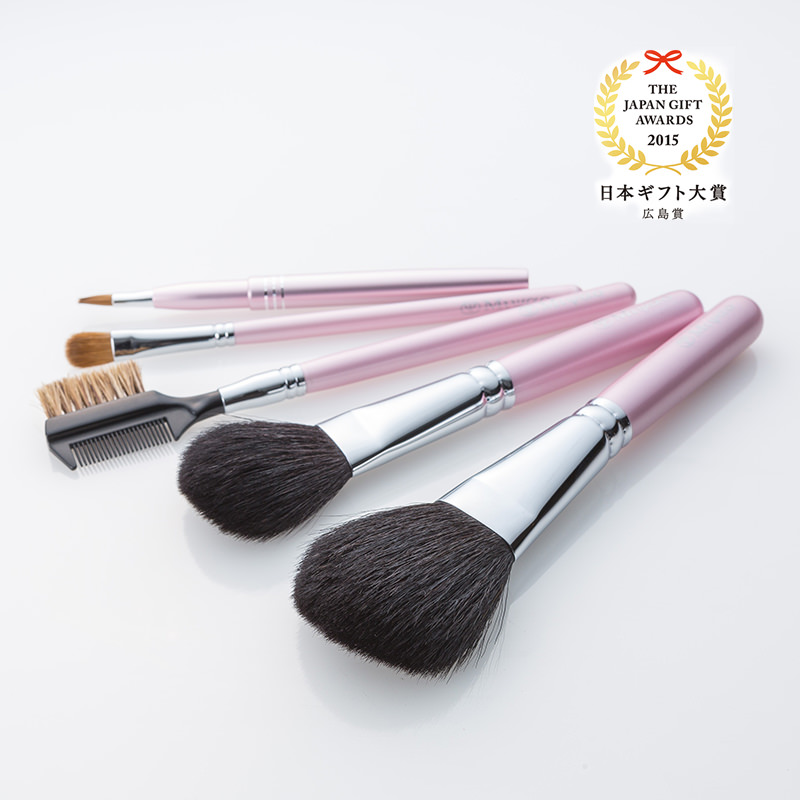 日本ギフト大賞 2015 広島賞】熊野化粧筆メイクブラシ ピンクパール5点