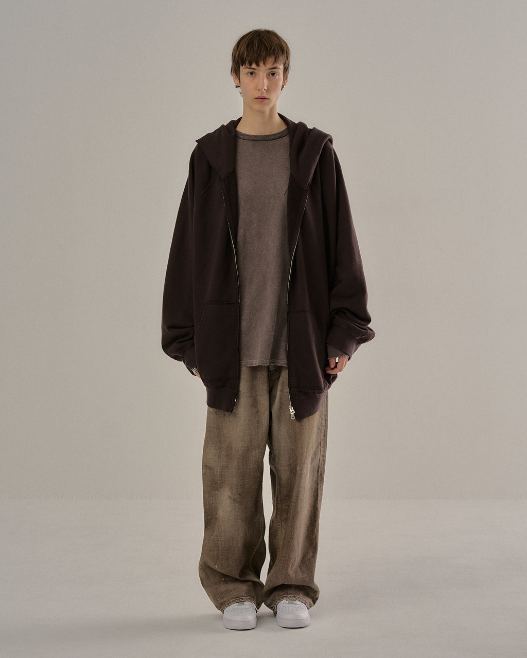 SWEAT HOODIE COAT(BROWN) – ANCELLM