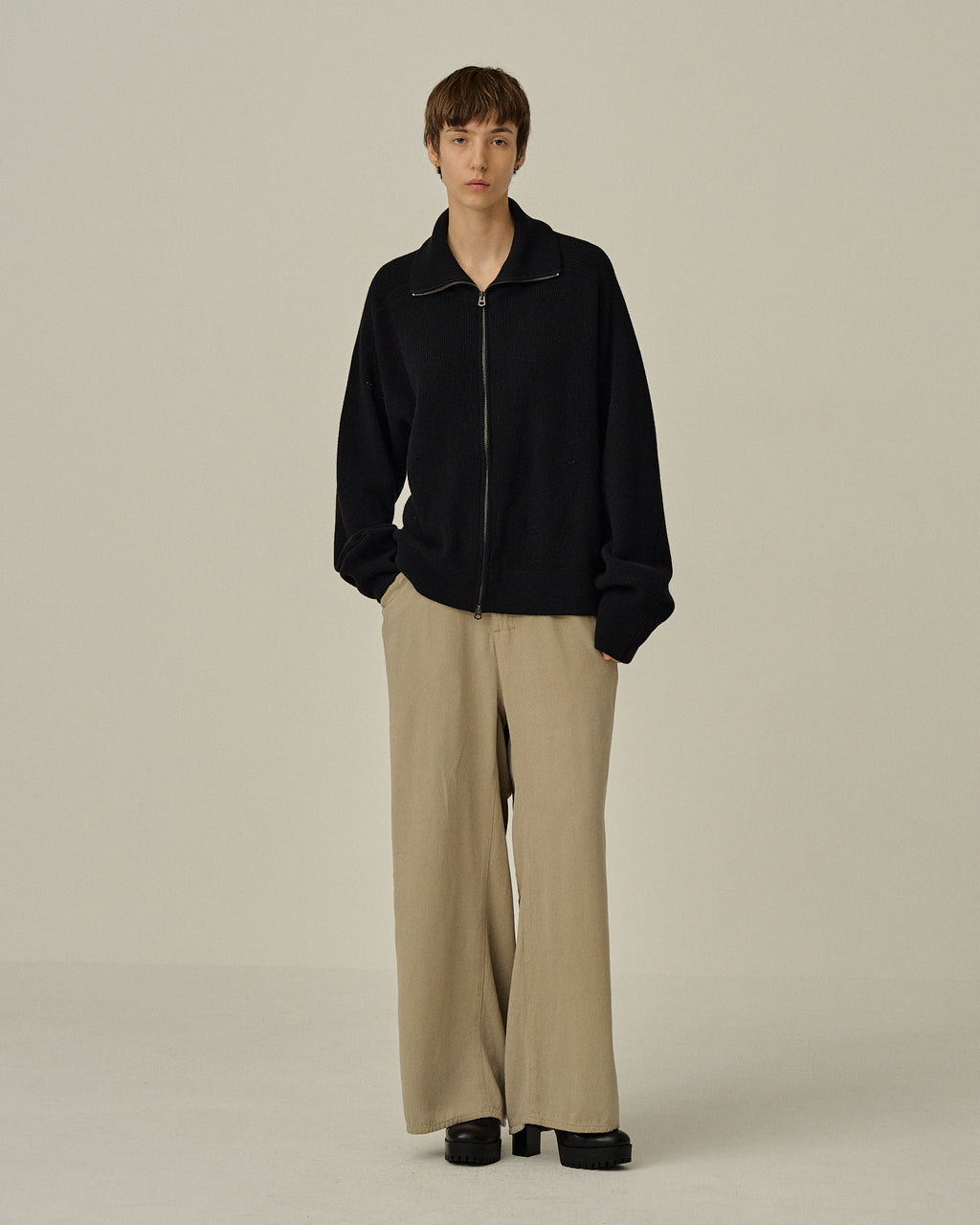 C/W DRIVERS KNIT(BLACK) – ANCELLM