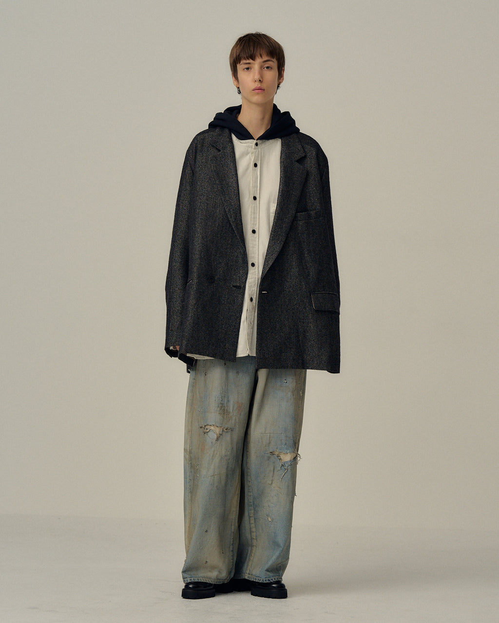 SEMI-DOUBLE TAILORED JACKET(BROWN) – ANCELLM