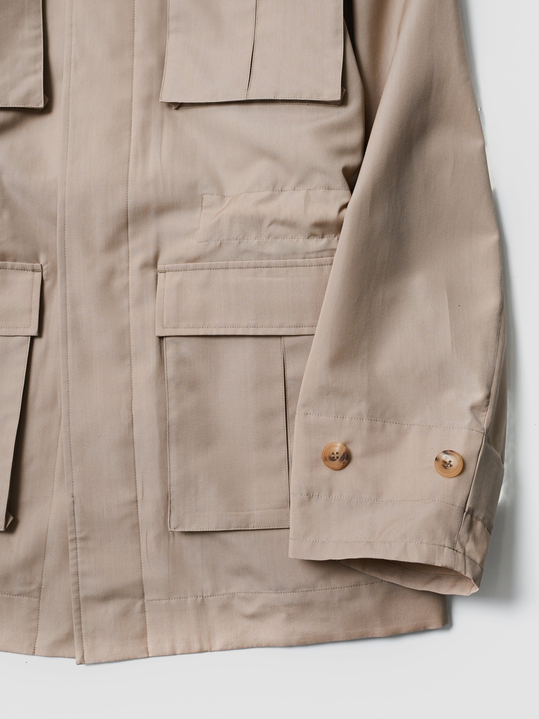 POSTELEGANT / Wool Silk Utility Coat -BEIGE – and father