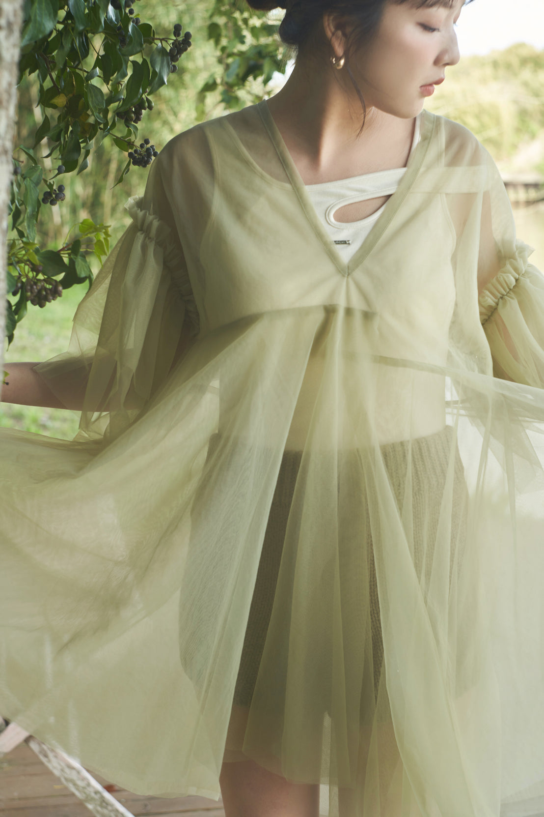 asymmetry tulle tunic – andequal