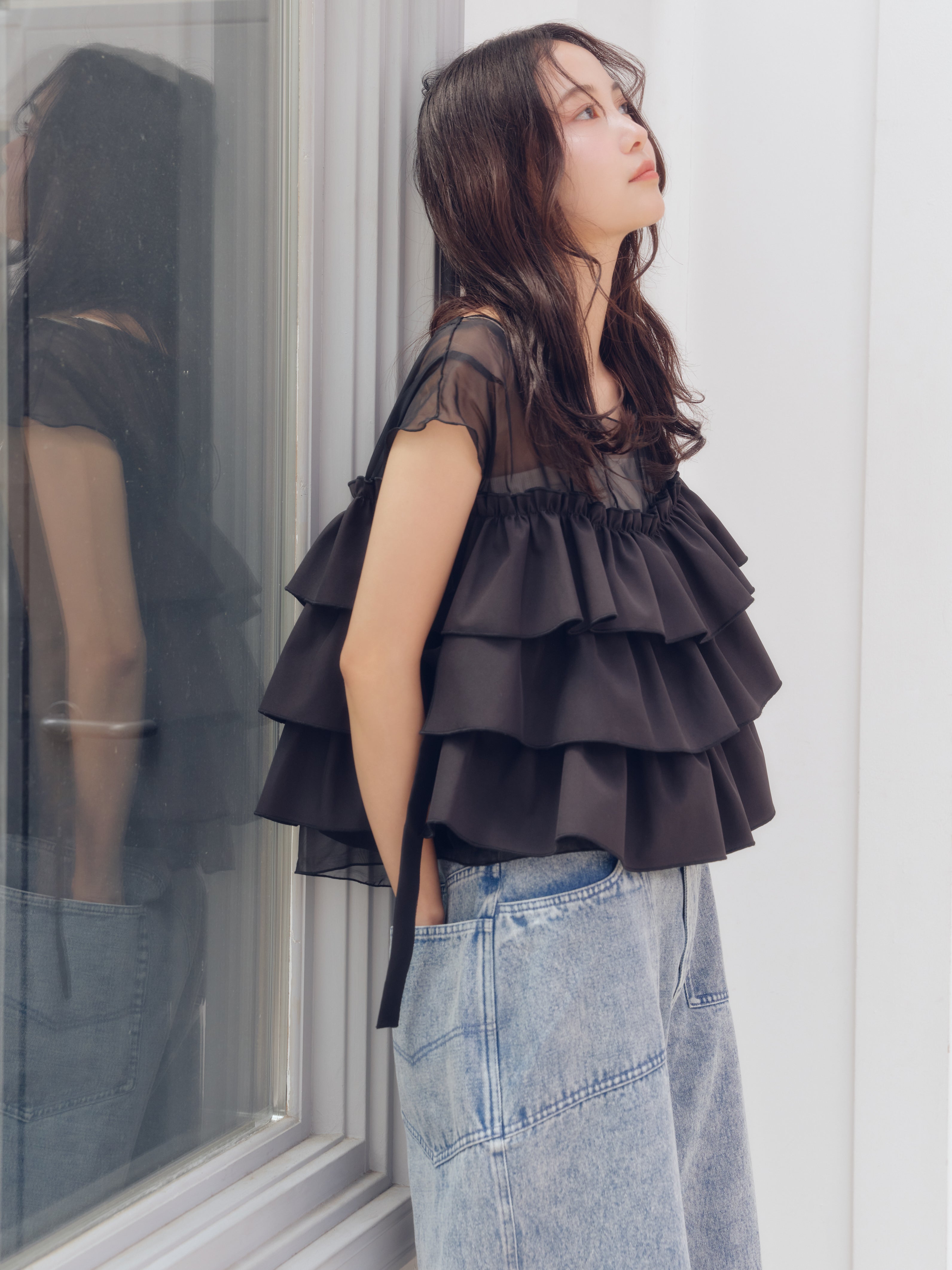 piping bulky frill blouse – andequal