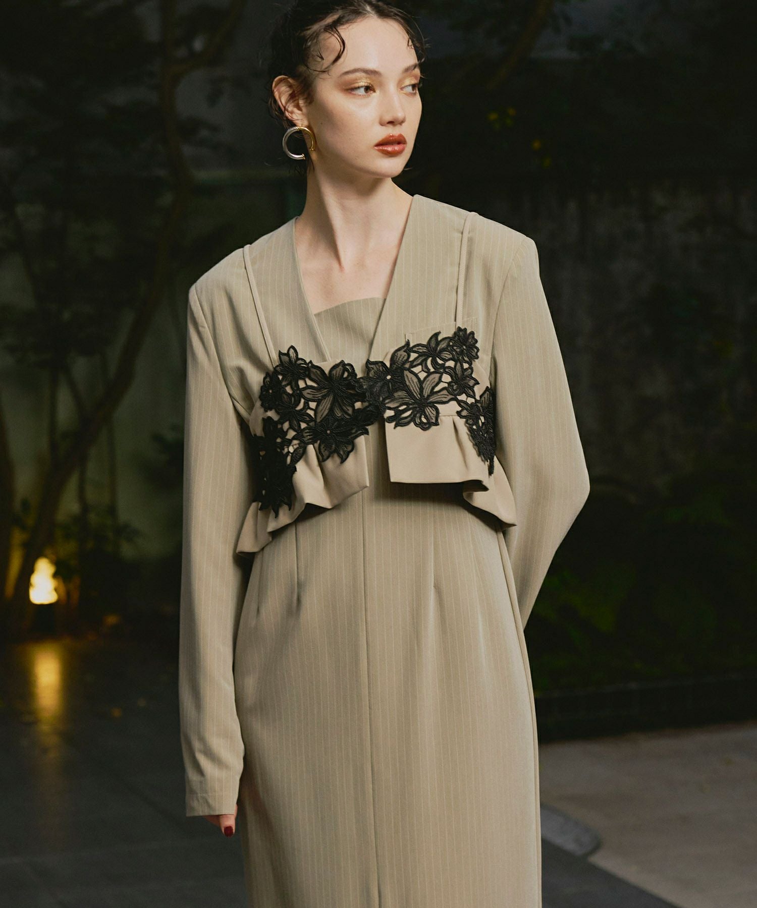 pinstripe tailored bustier dress | ANDRESD