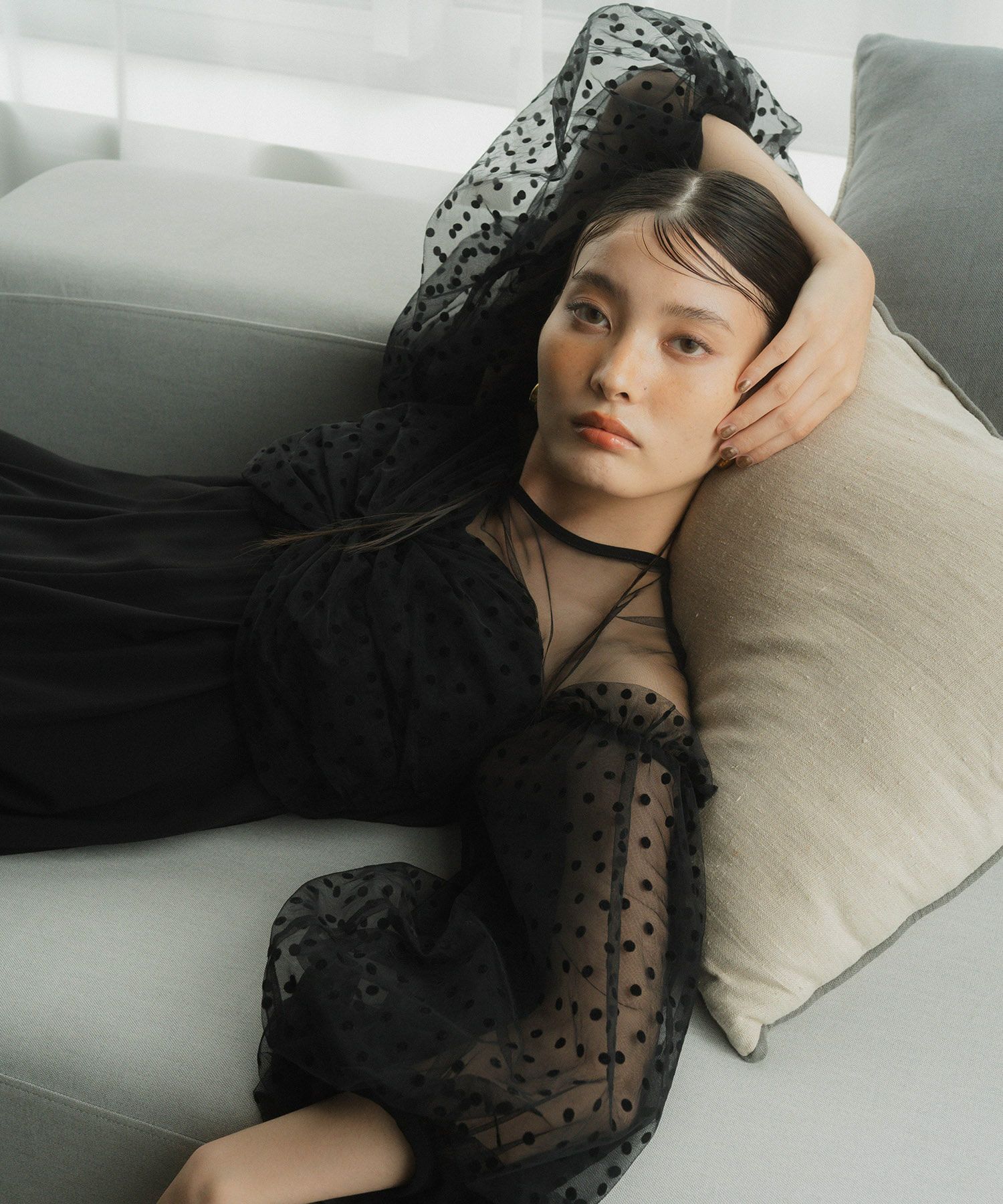 sasa］【ANDRESD】 flocky dot dress FLOCKY DOT DRESS