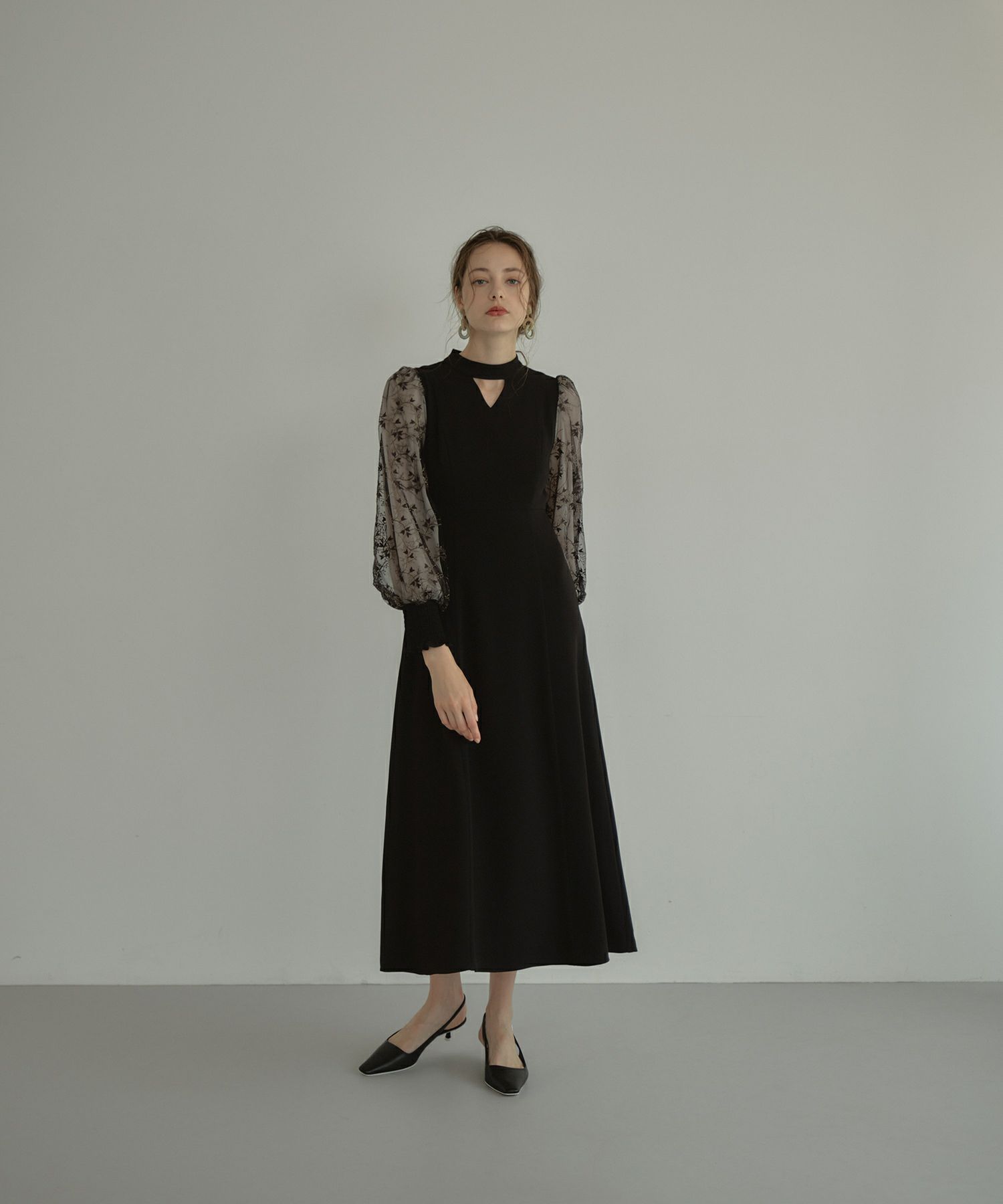 ANDRESD】frills flare dress Lサイズ black - ANDRESD】 frills flare