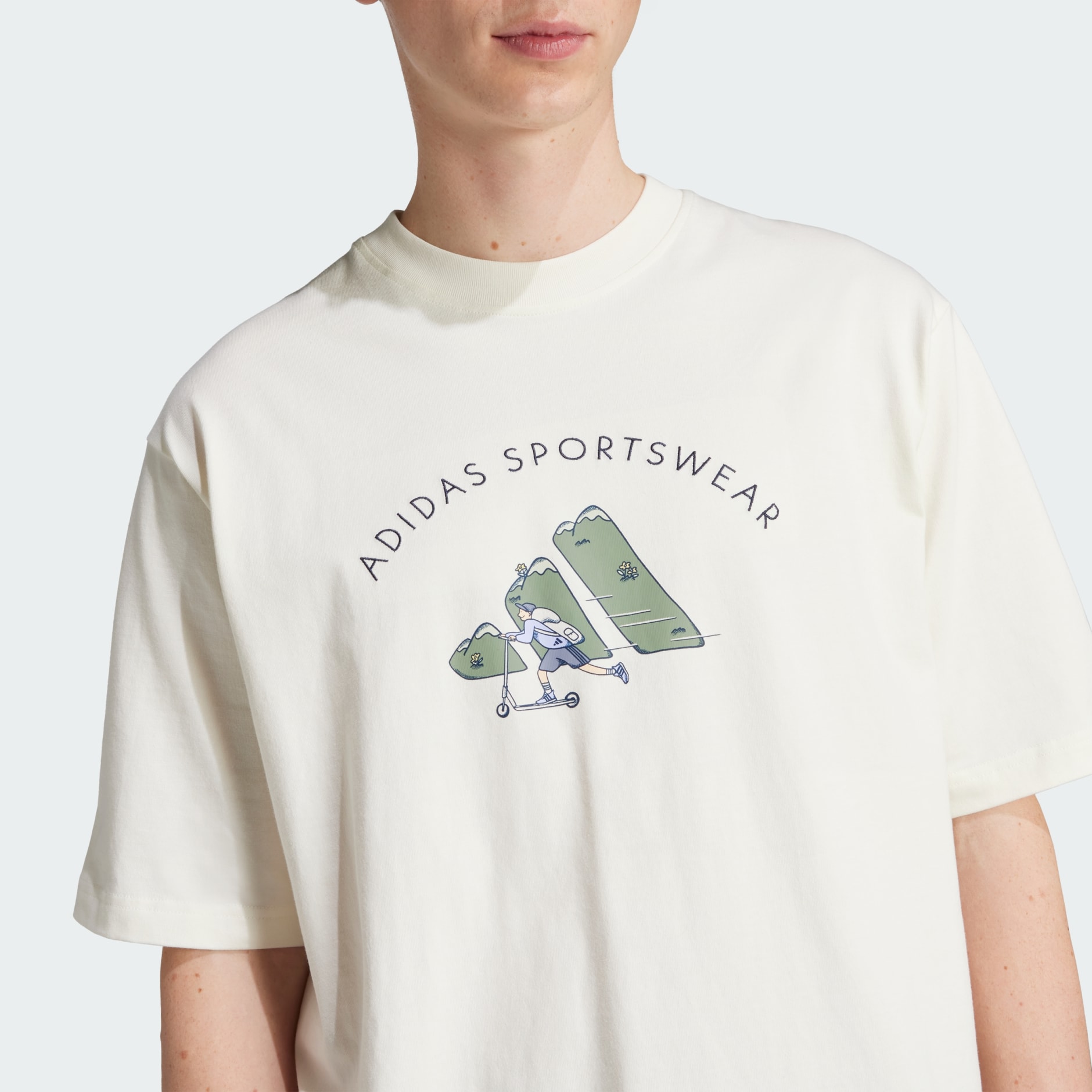 Clothing - Codes Doodle Scooter Graphic Tee - White | adidas Oman