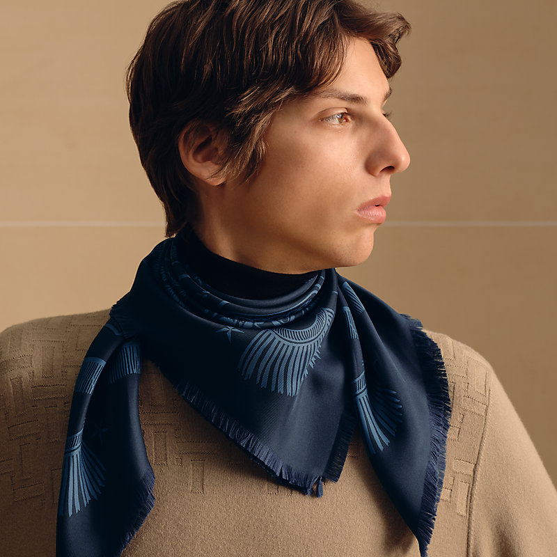 Poste et Cavalerie scarf 80 - Blue | Hermès Mainland China