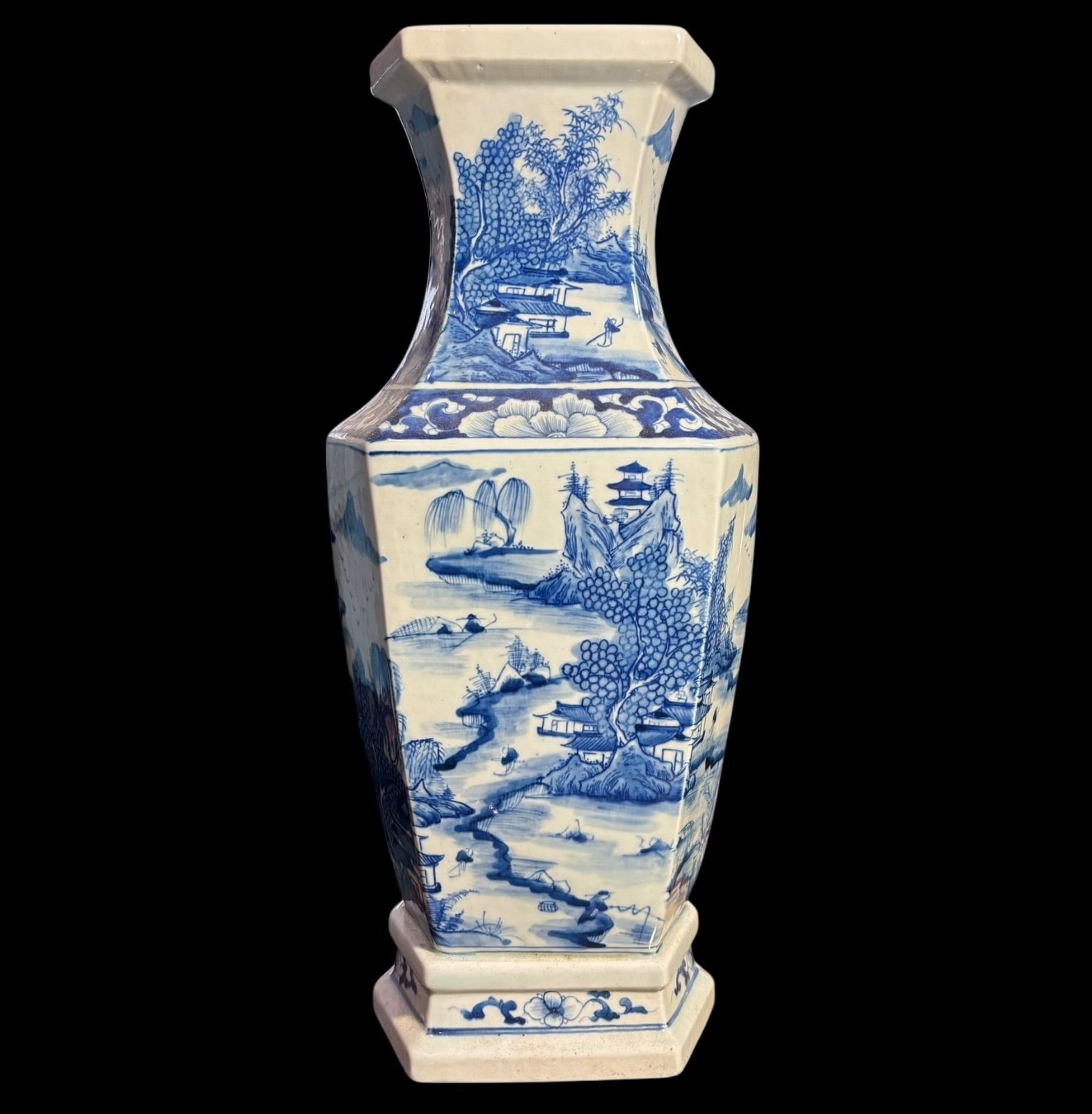 染付花瓶 二個セット 骨董品 アンティーク 中国 古い 染付花瓶 二個