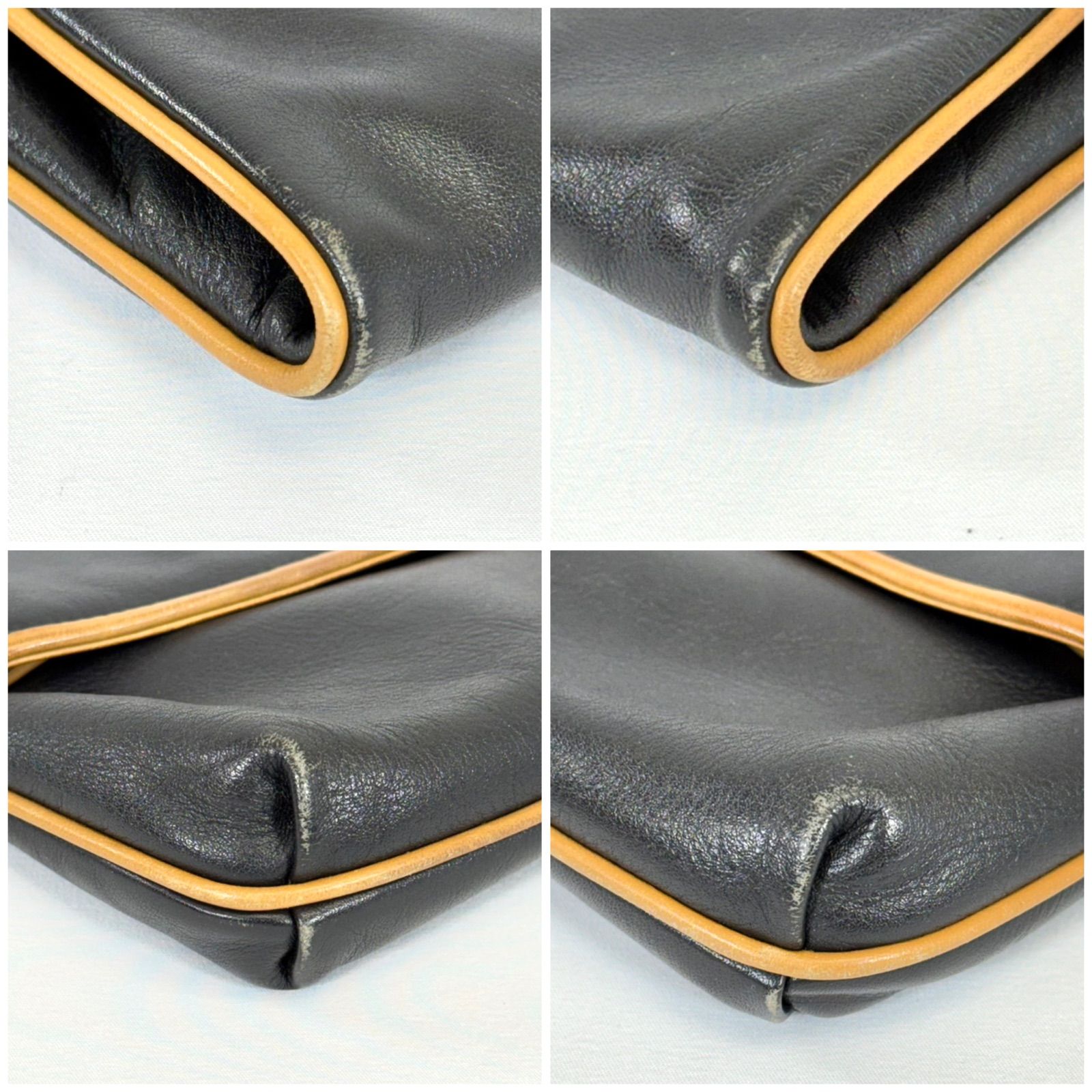 セリーヌ クラッチ セカンド バッグ マカダム ロゴ 本革 黒 ゴールド