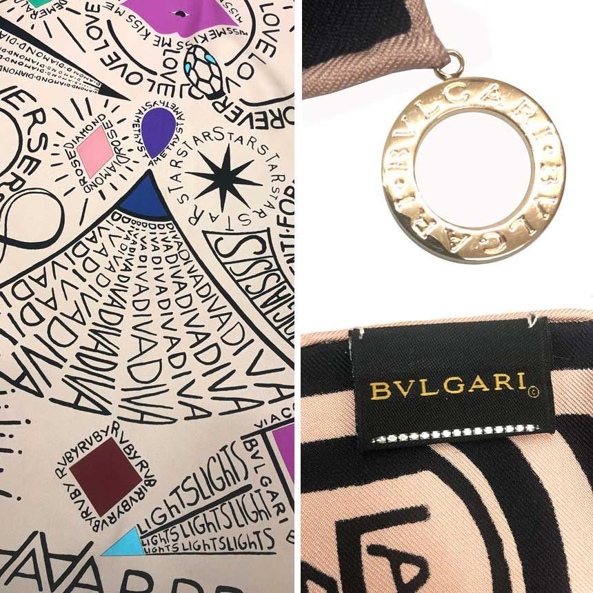 BVLGARI 星柄 シルクスカーフ 箱付き BVLGARI 星柄 シルクスカーフ 箱