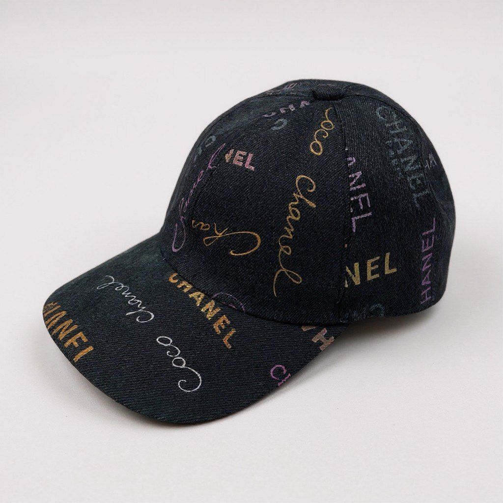 a15 CHANEL シャネル 2022年 ブラックデニム キャップ 帽子 ブラック