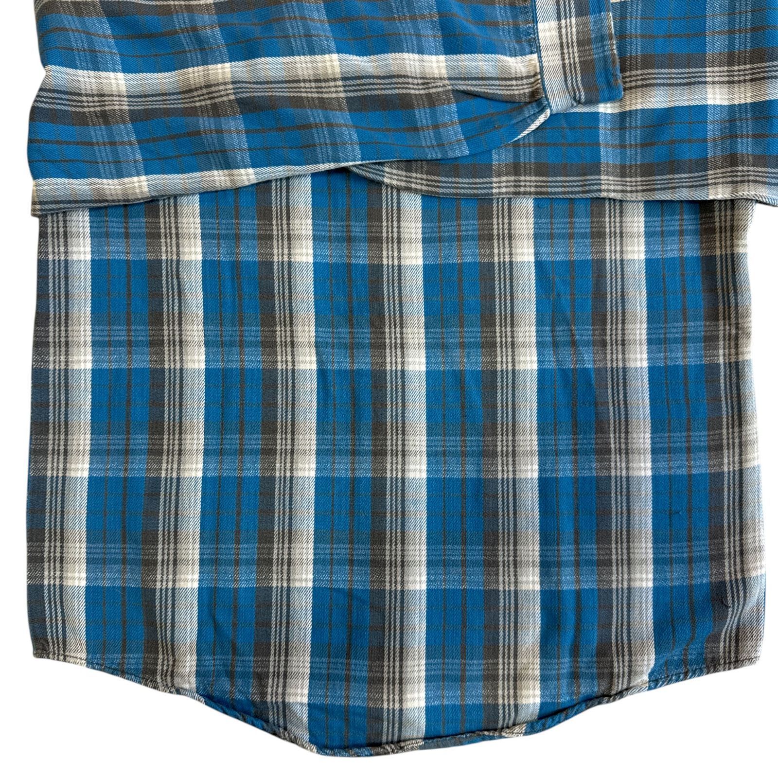 60s WINTER KING ヘビーネルシャツ ブルー グレー ホワイト シャドー