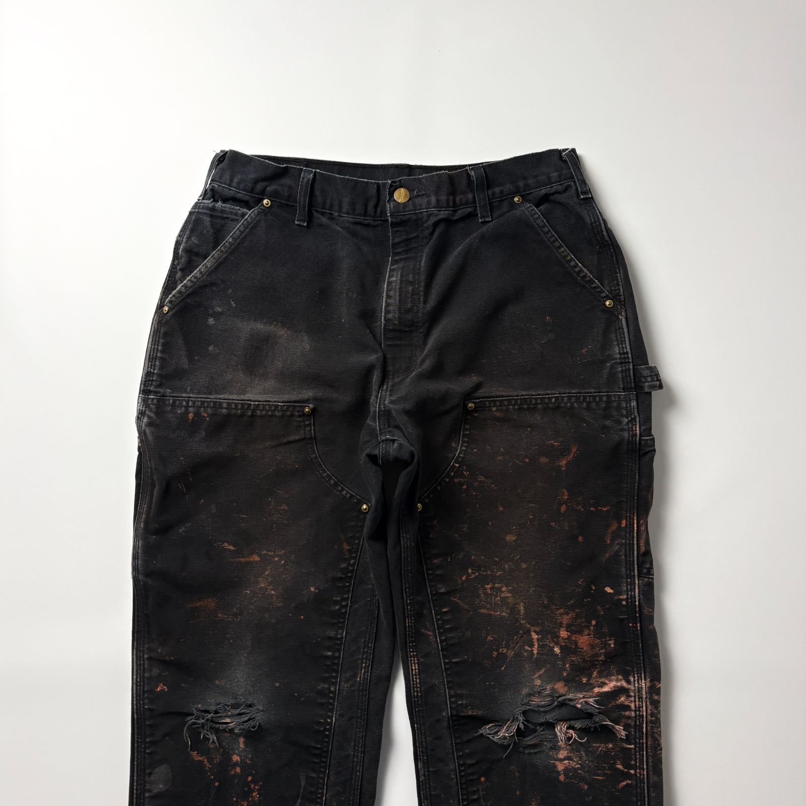 carhartt ダブルニー W34 L32 ブラック USA製 鬼フェード カーハート