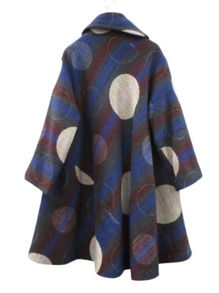 ジウ 慈雨 センソユニコ ジャガード ドット 変形 コート ウール 40