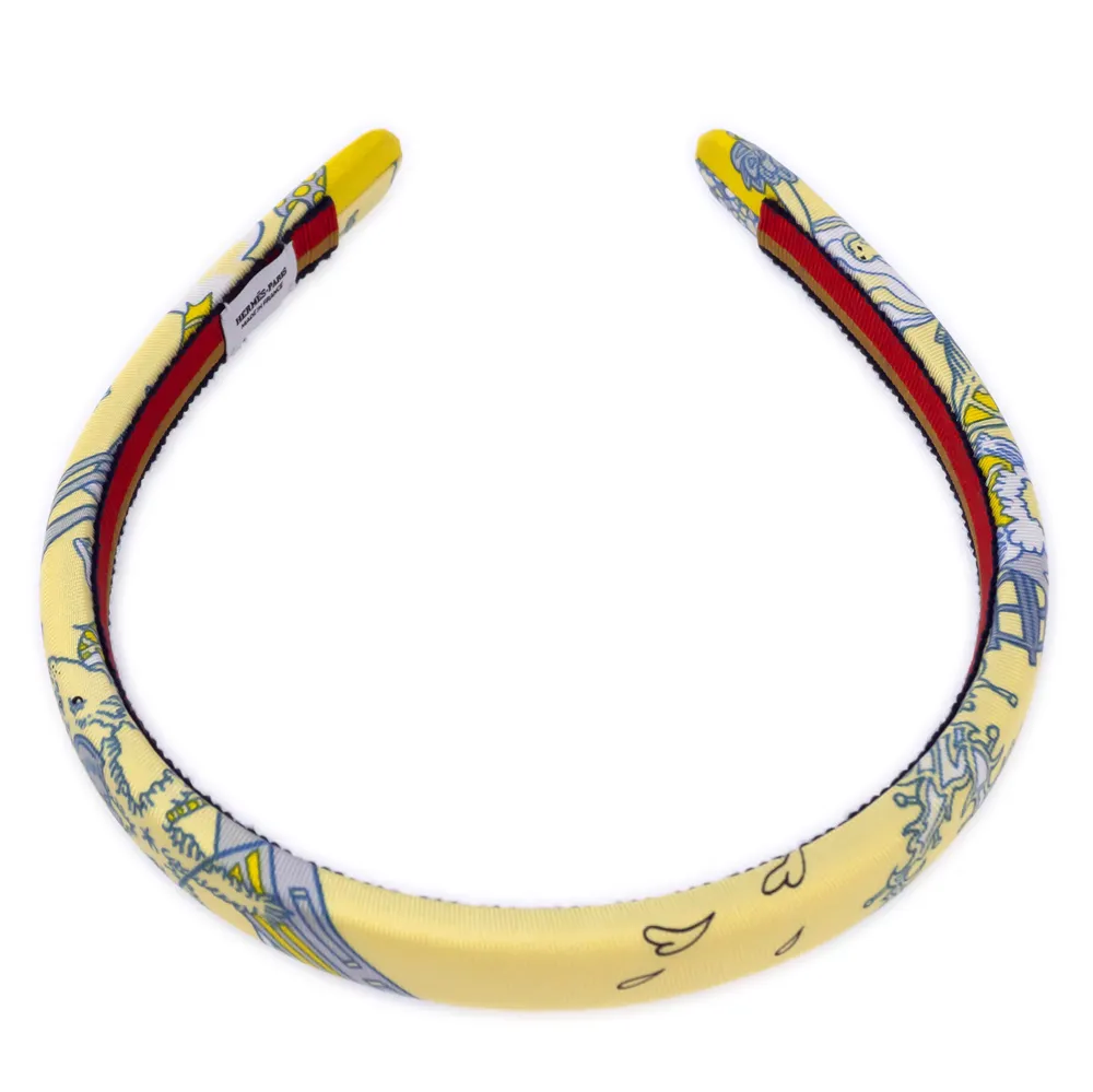 中古)Hermèsエルメス アートプリント ヘアバンド/黄色カチューシャ