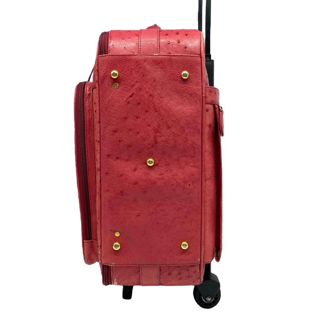 海【希少】キャリーケース オーストリッチ ダチョウ 赤 レディース 海