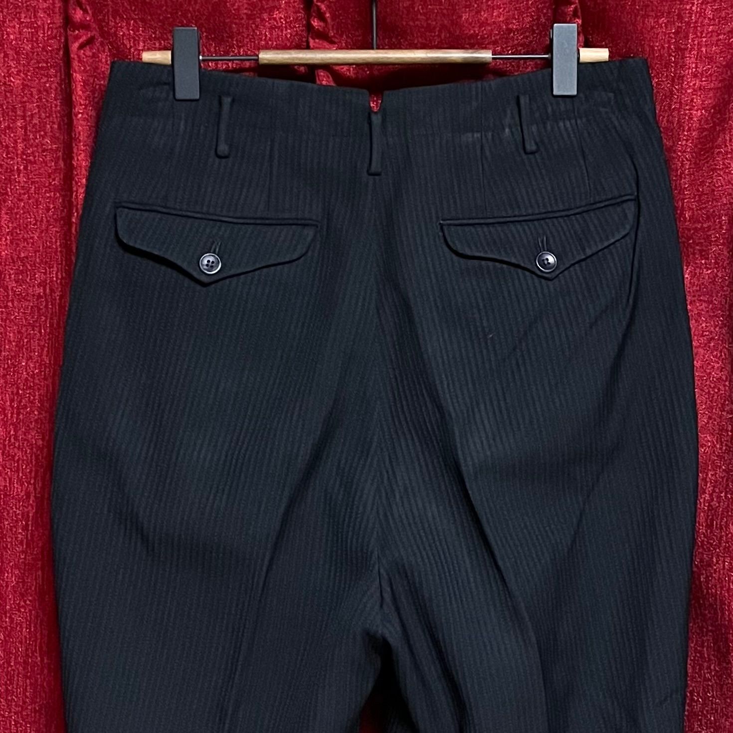 60S ジャパンヴィンテージ ストライプ スラックス パンツ 黒 ボタン