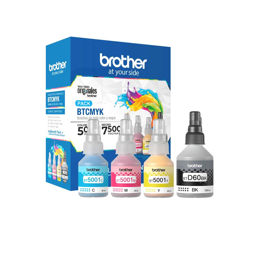Brother Pack 4 Botellas de Tinta Original Brother BTCMYK (Negro