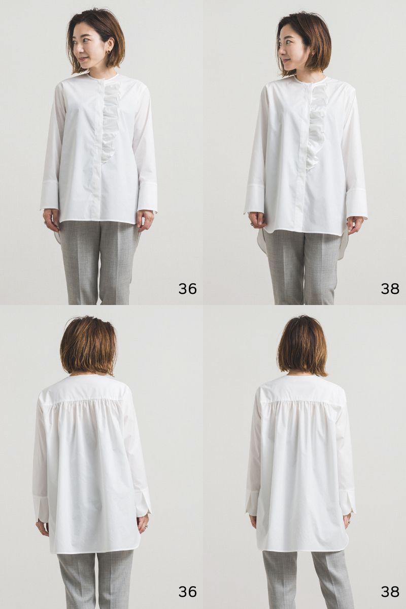 yori(ヨリ)の「【2020AW】ノーカラーフリルシャツ」 - PARTE