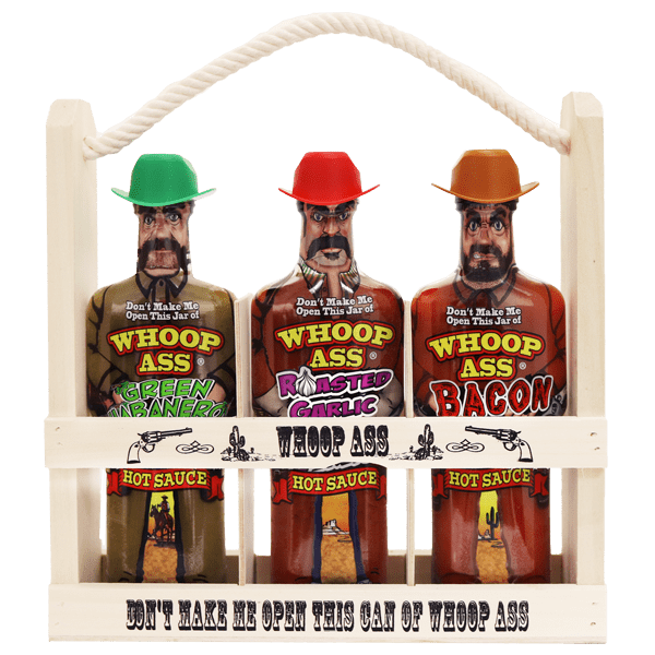Whoop Ass Hot Sauce Wooden Crate Gift Set - Ass Kickin'