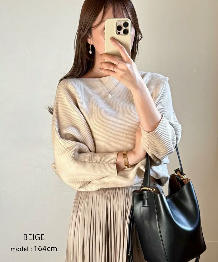 ドルマンスリーブニット レディース 春 秋 冬 ブラック グレー