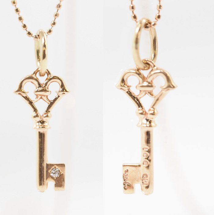 agete アガット K10ピンクゴールド キーチャーム ダイヤ0.01ct ハート