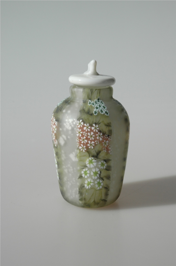 ☆藤原奈津江作☆高度な技術☆レースガラスフュージング長皿（2