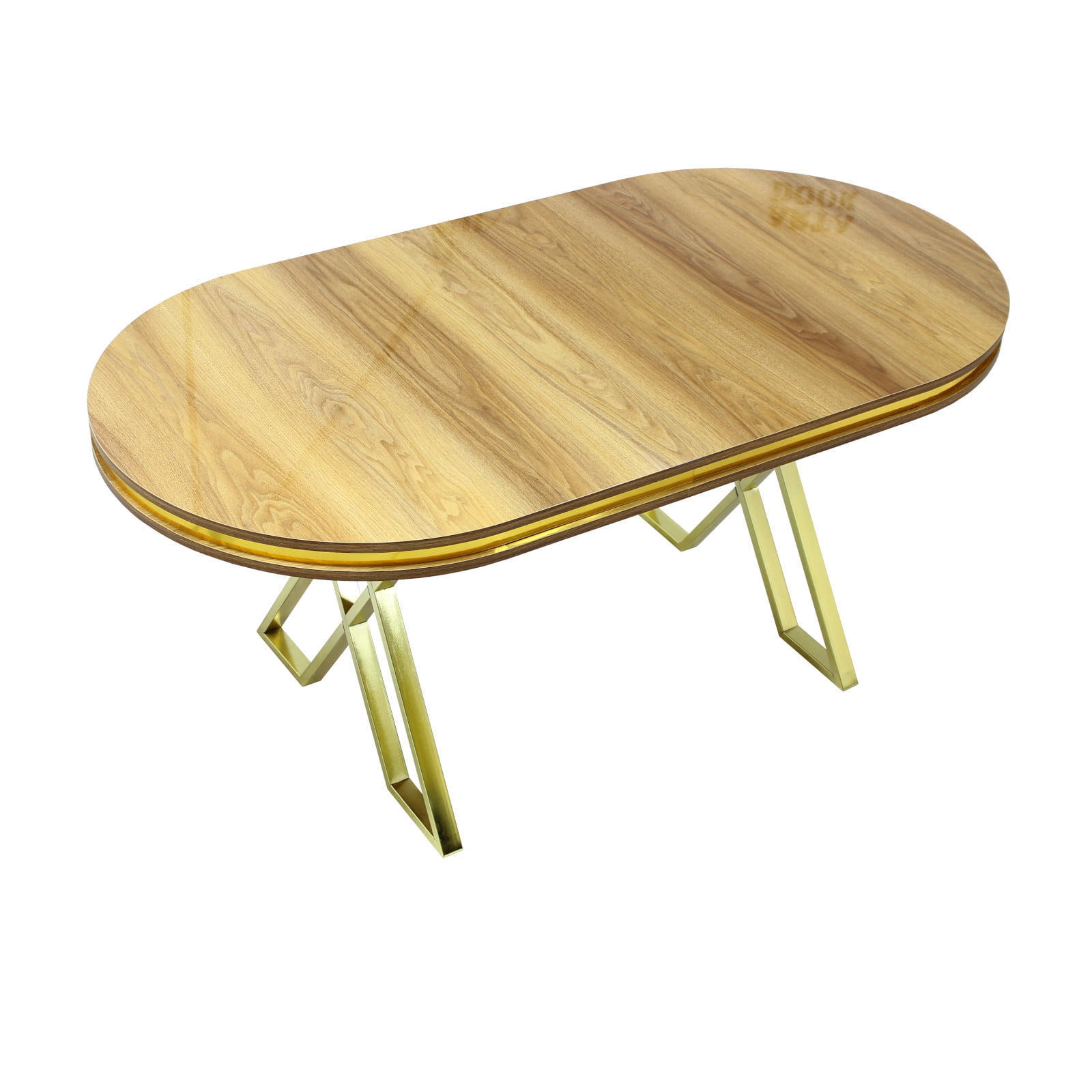 Set masă Ovală Julia Nuc cu 6 scaune Alexa Maro Gold • Arta Door