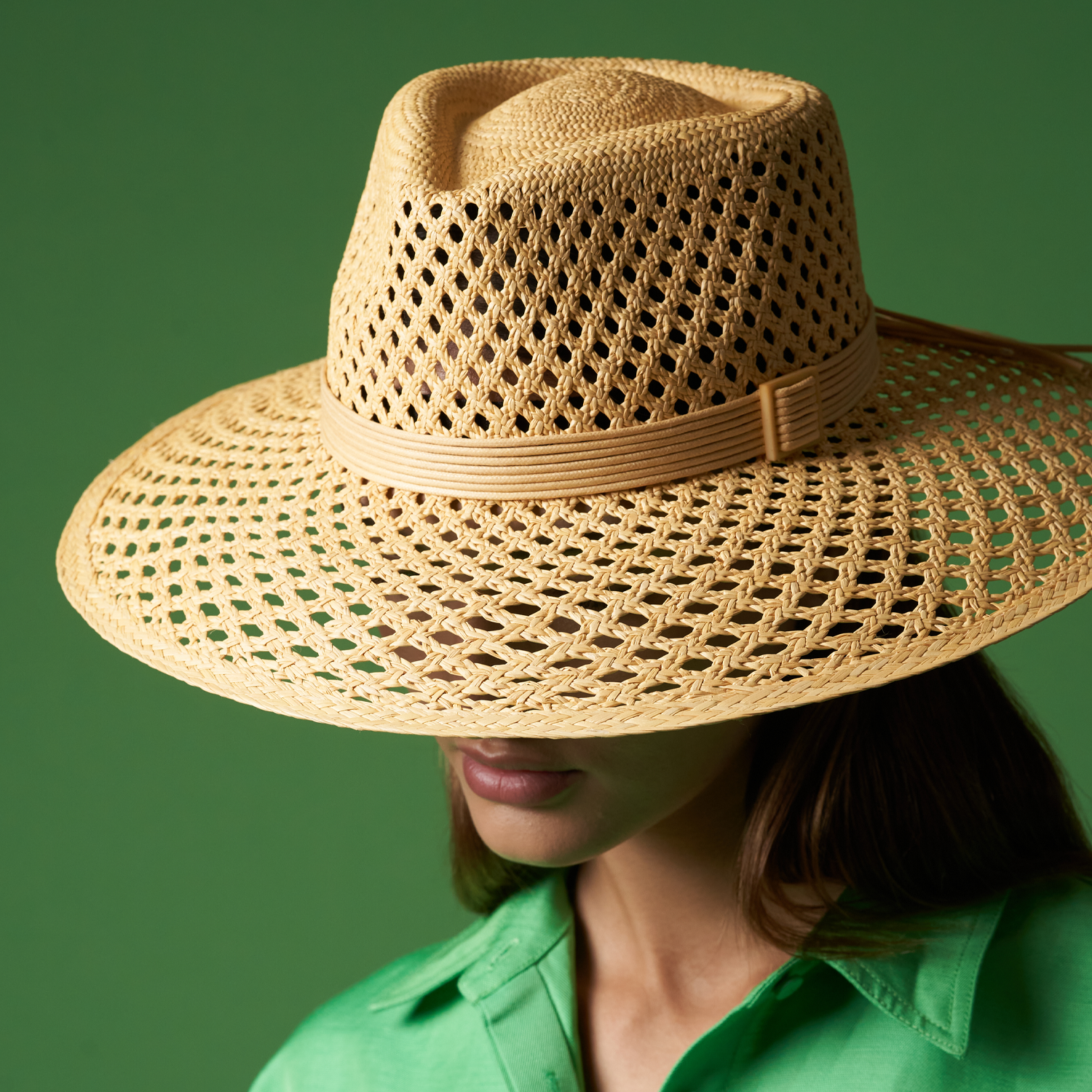 Lucia - Wide Brim Open Eyelets Toquilla Straw Hat | Artesano – www