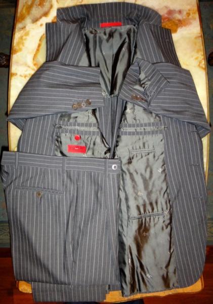 イザイア ISAIA】春夏向けウール120's毛 ストライプ柄グレースーツ 42