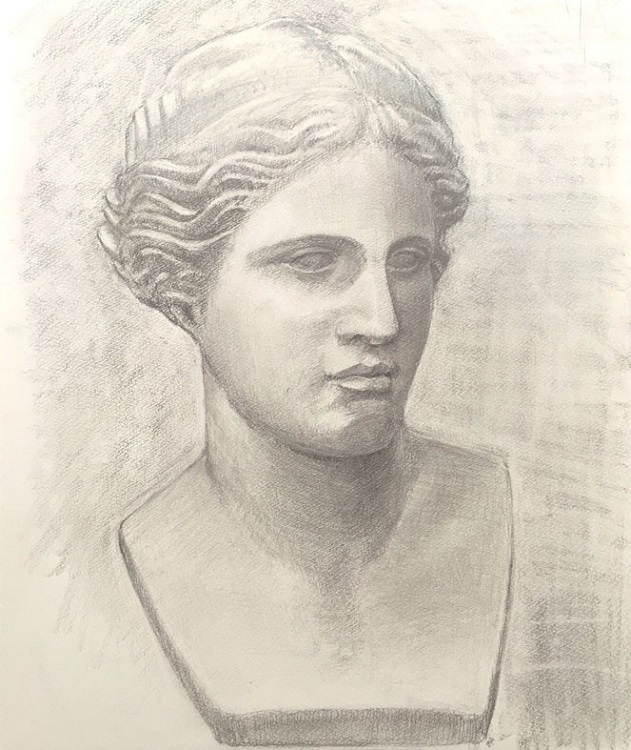 石膏デッサン作品『ヴィーナス胸像』 - 絵画教室 アートスクール