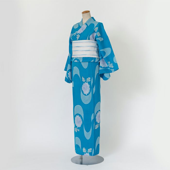 新品タグ付☆和風館☆浴衣☆夏小紋☆セオアルファ☆青色