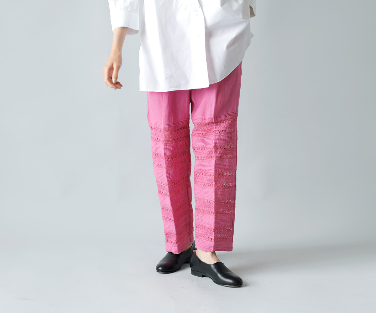 Pheeta フィータ リネン レース ピンタック パンツ “Stella” ph009c-11